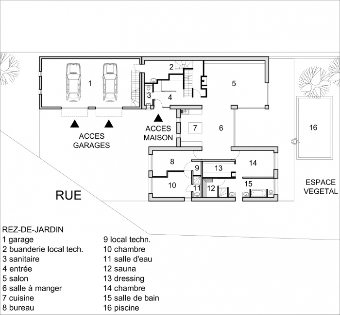 Construction d'une maison contemporaine  BILWISHEIM (67) : PLAN RDC